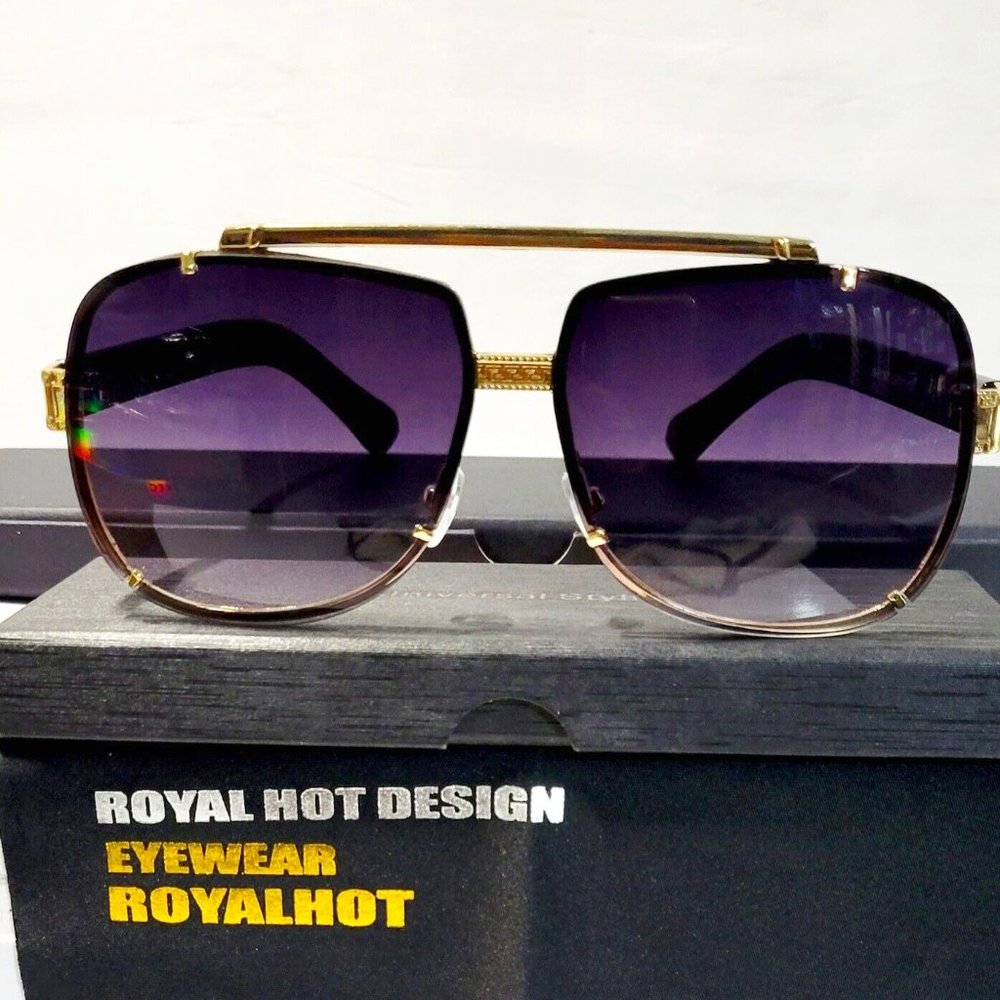 Womens Polarized Sunglasses 100%UV Visual Clarity 60mm Black/Gold Metal Frame